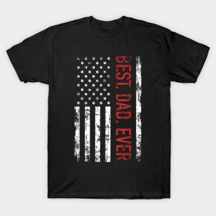 Best Dad Ever Us American Flag Gift For Father'S Day Short T-Shirt